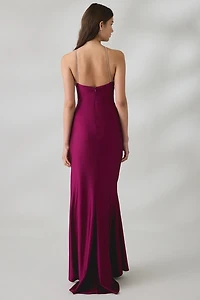 UO Amethyst Bloom Floral Applique High Neck Maxi Dress