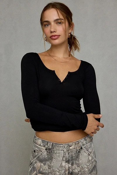 UO Ayla Notch Neck Long Sleeve Tee