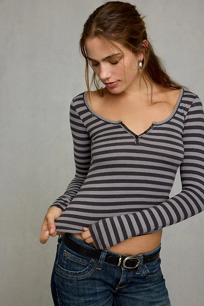 UO Ayla Notch Neck Long Sleeve Tee