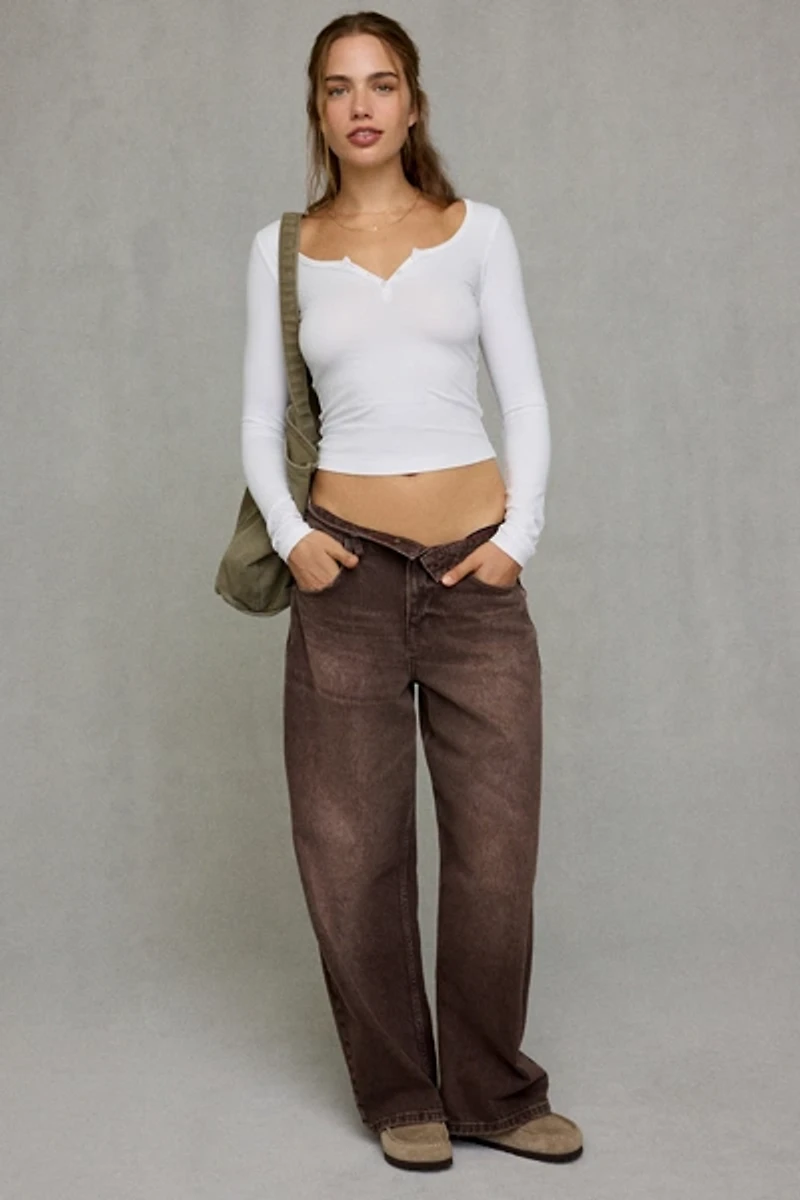 UO Ayla Notch Neck Long Sleeve Tee