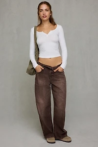 UO Ayla Notch Neck Long Sleeve Tee