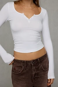 UO Ayla Notch Neck Long Sleeve Tee