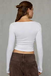 UO Ayla Notch Neck Long Sleeve Tee