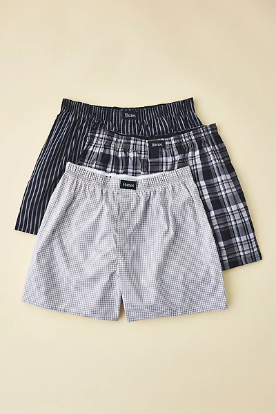 Hanes Woven Cotton Boxer Shorts 3-Pack