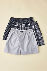 Hanes Woven Cotton Boxer Shorts 3-Pack