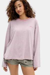 BDG Luca Striped Oversized Long Sleeve Tee