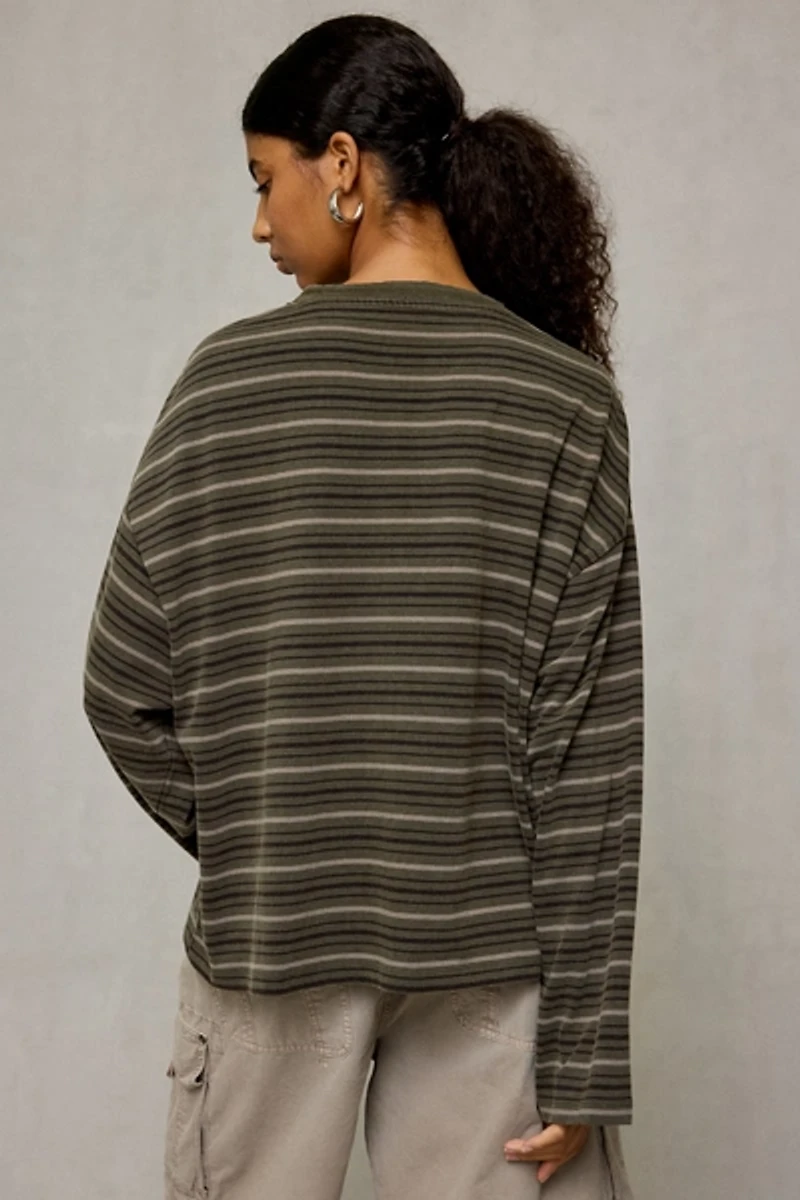 BDG Luca Striped Oversized Long Sleeve Tee