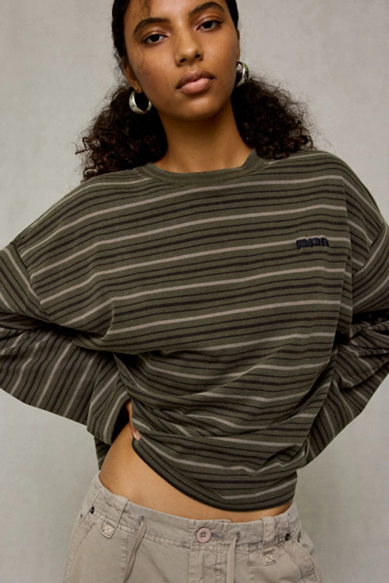 BDG Luca Striped Oversized Long Sleeve Tee