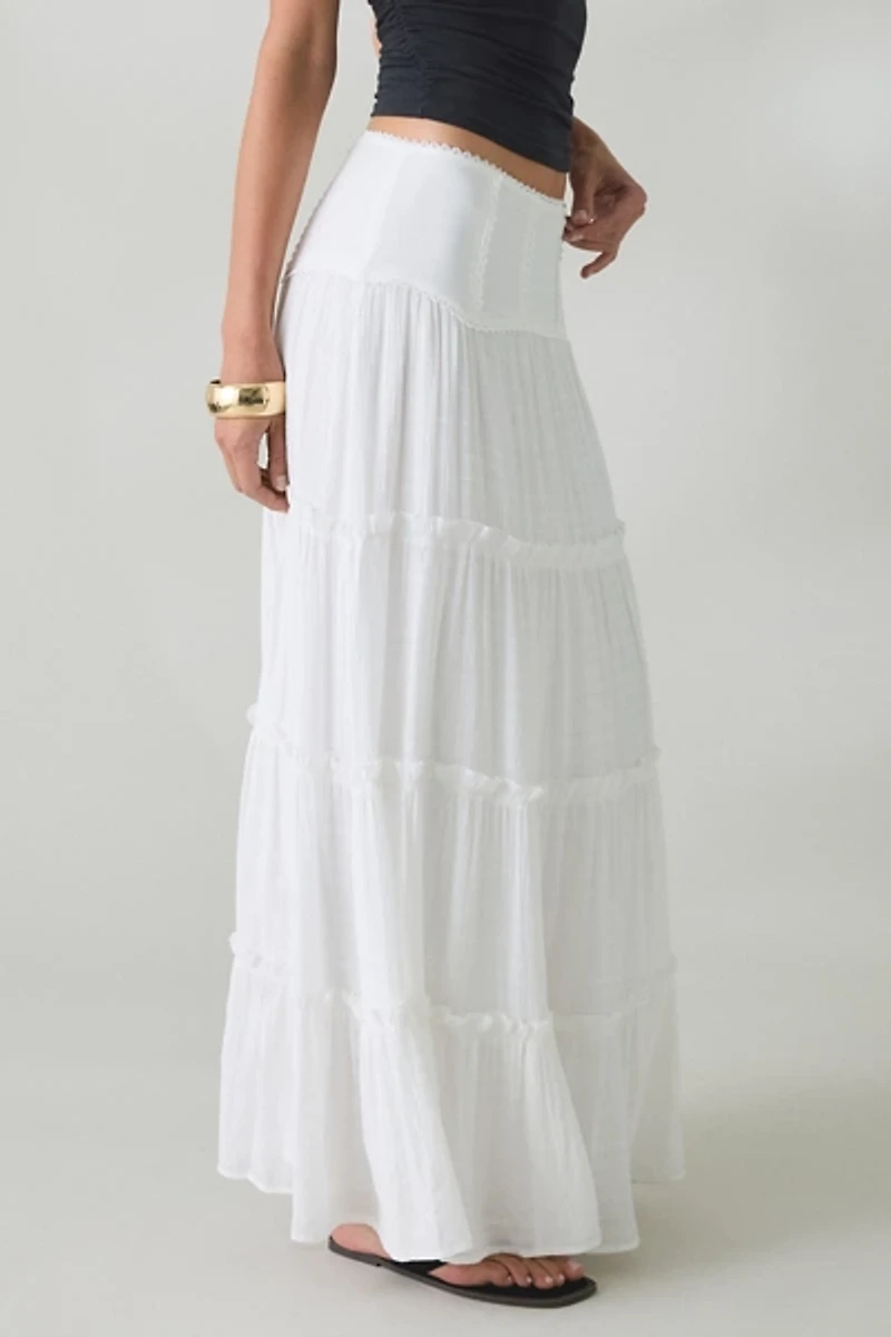 Kimchi Blue Carly Tiered Drop Waist Maxi Skirt