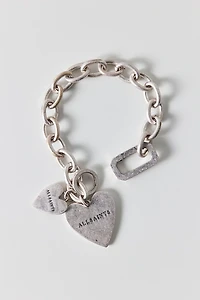 AllSaints Double Heart Charm Link Bracelet