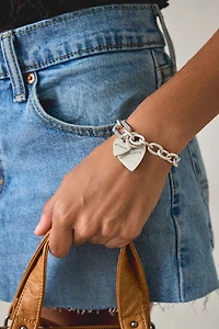 AllSaints Double Heart Charm Link Bracelet