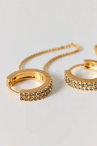 AllSaints Chain Swag Pavé Hoop Earrings