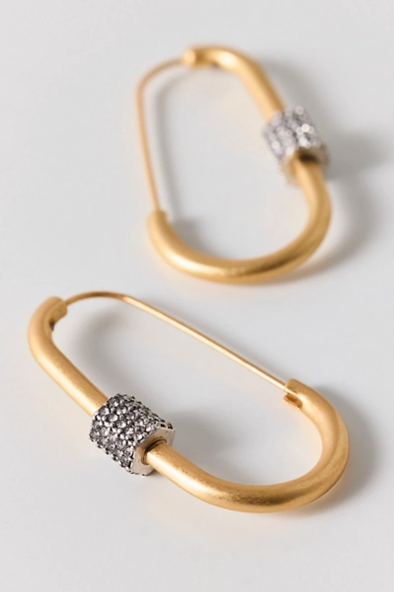 AllSaints Pavé Oblong Hoop Earrings