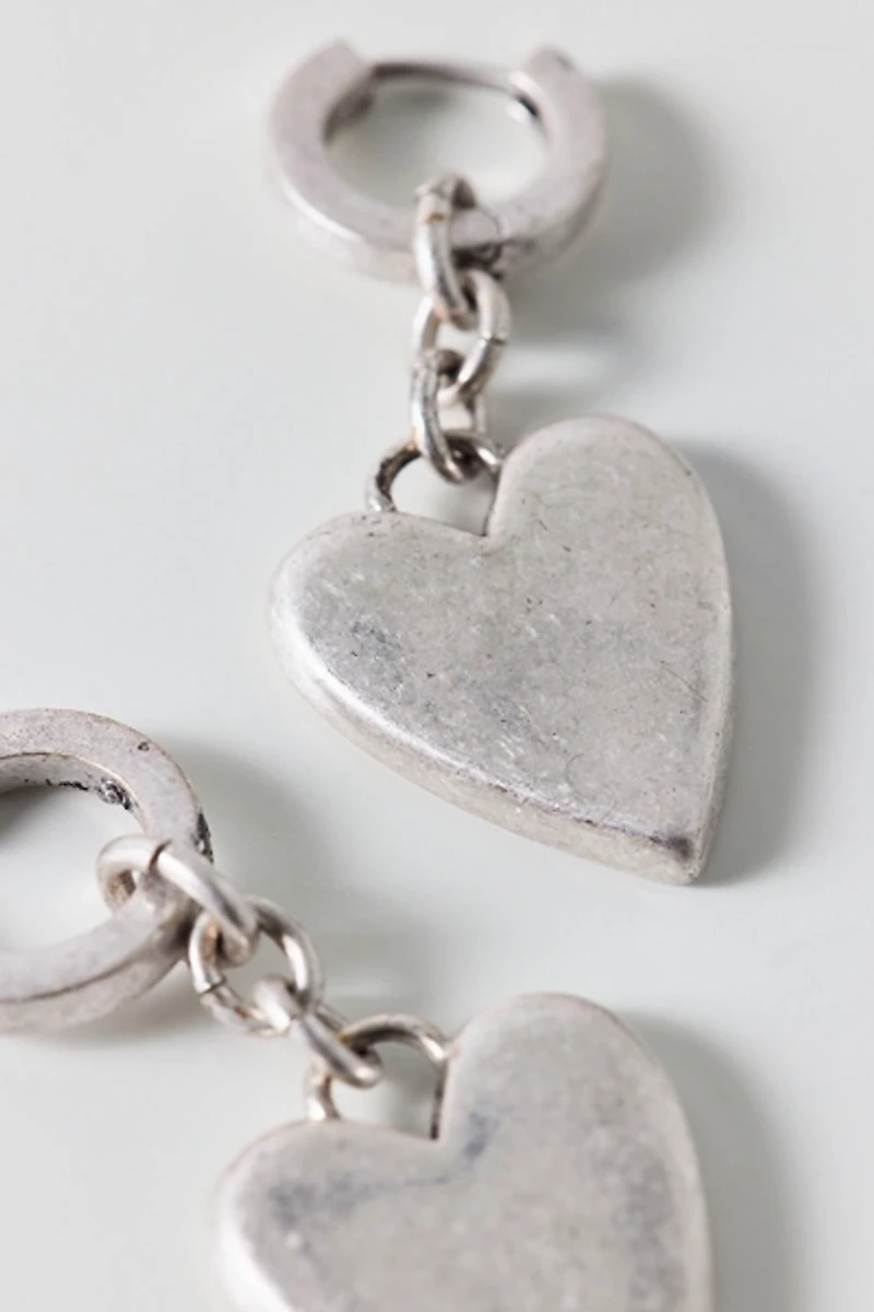AllSaints Heart Charm Huggie Hoop Earrings
