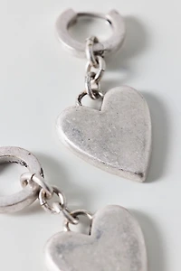 AllSaints Heart Charm Huggie Hoop Earrings