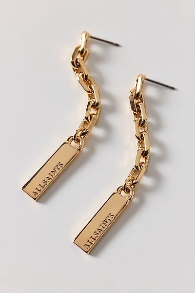AllSaints Logo Etched Chain Link Drop Earrings