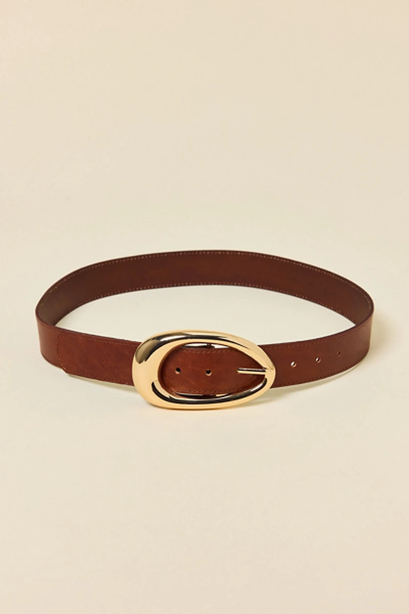 BDG Abstract Oval Buckle Wide Leather Belt