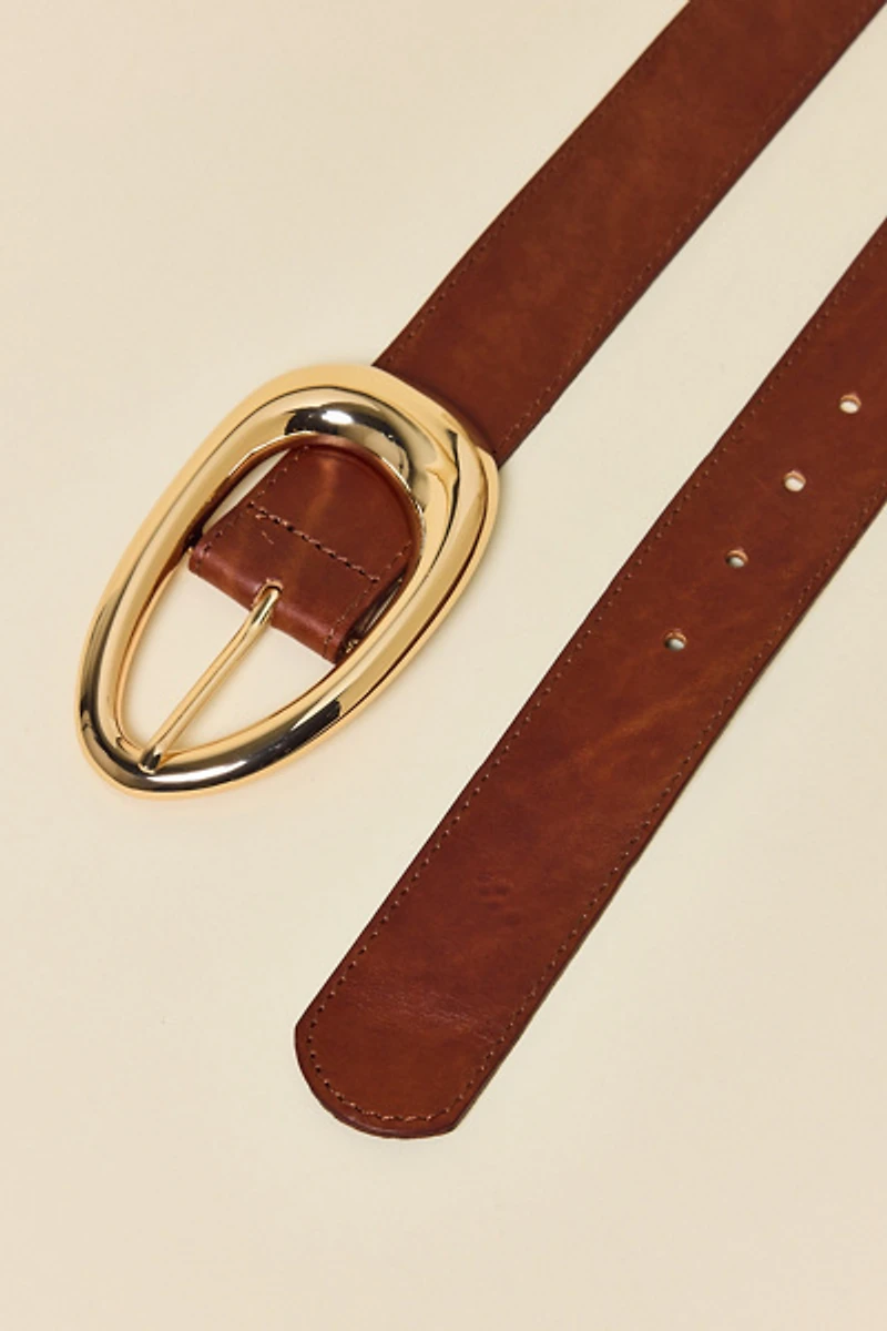 BDG Abstract Oval Buckle Wide Leather Belt