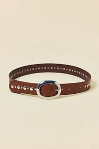 BDG Oval Buckle Studded Leather Belt