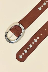 BDG Oval Buckle Studded Leather Belt