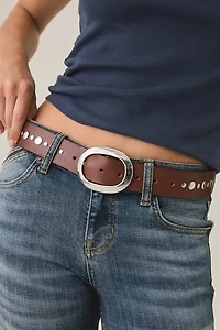 BDG Oval Buckle Studded Leather Belt