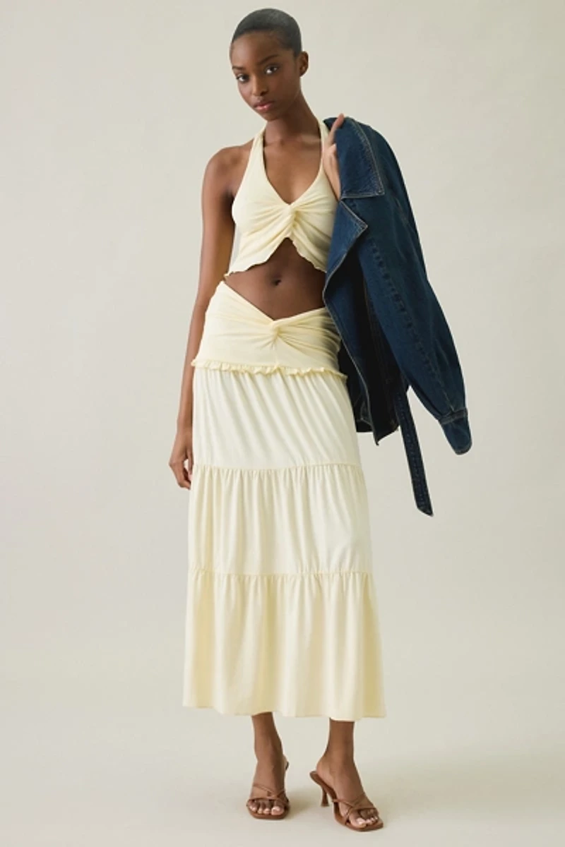 Tiger Mist Katya Twist-Front Cropped Halter Top