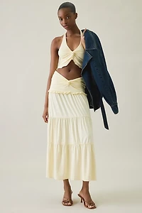 Tiger Mist Katya Twist-Front Cropped Halter Top