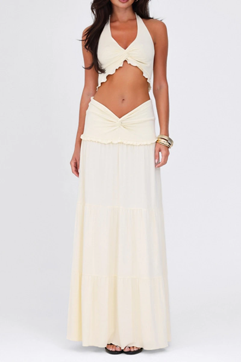 Tiger Mist Kataya Twist-Front Tiered Maxi Skirt
