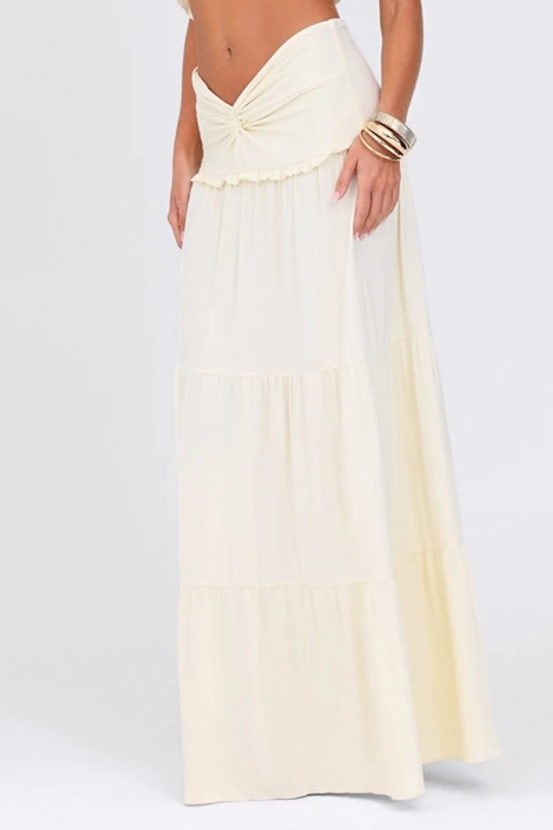 Tiger Mist Kataya Twist-Front Tiered Maxi Skirt
