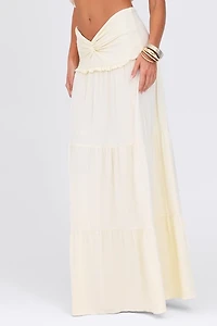 Tiger Mist Kataya Twist-Front Tiered Maxi Skirt