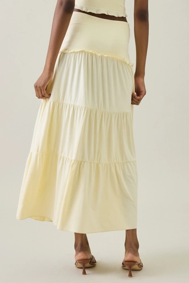 Tiger Mist Kataya Twist-Front Tiered Maxi Skirt