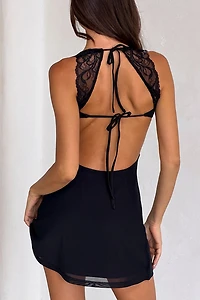 Tiger Mist Nyomi Lace Trim Open-Back Mini Dress
