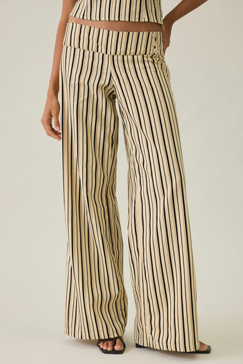 Motel Rysele Striped Low-Rise Wide Leg Pants