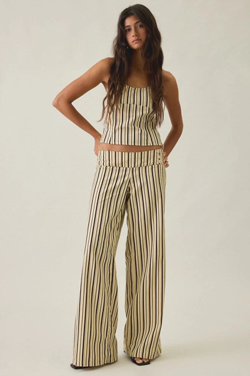 Motel Rysele Striped Low-Rise Wide Leg Pants