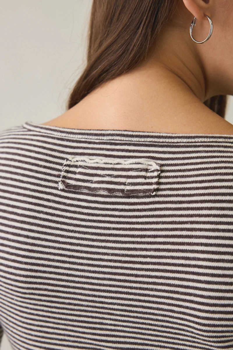 BDG Brett Henley Long Sleeve Baby Tee