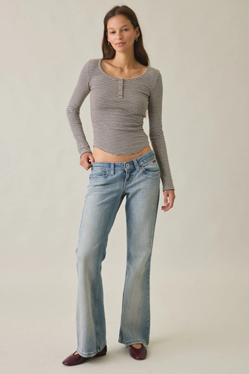 BDG Brett Henley Long Sleeve Baby Tee