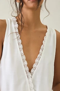 Motel Hivani Surplice Lace Trim Babydoll Top