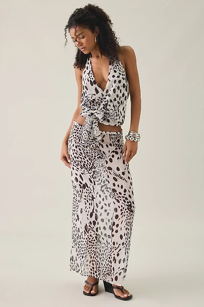 Motel Lilita Dalmatian Spot Plunging Wrap Halter Top