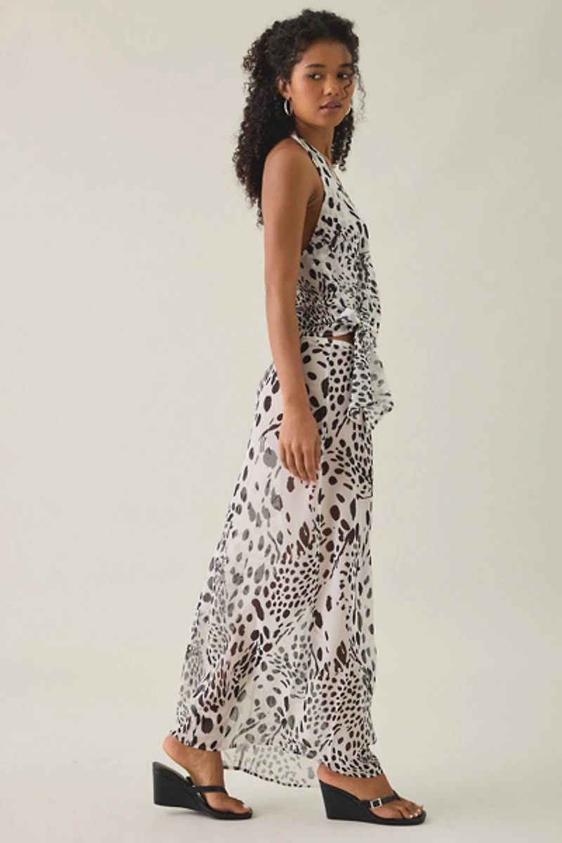 Motel Sorena Dalmatian Spot Chiffon Maxi Skirt