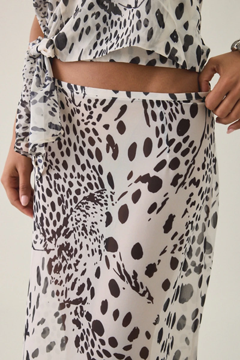 Motel Sorena Dalmatian Spot Chiffon Maxi Skirt