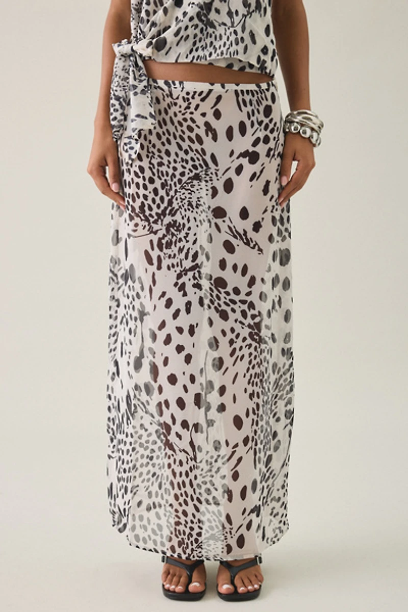 Motel Sorena Dalmatian Spot Chiffon Maxi Skirt