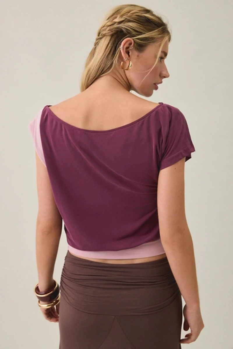Motel Sobiya Asymmetric One-Shoulder Crop Top