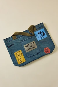 Samii Ryan X Peanuts Snoopy & Woodstock Denim Tote Bag