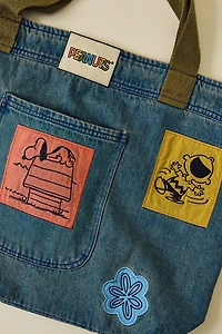 Samii Ryan X Peanuts Snoopy & Woodstock Denim Tote Bag