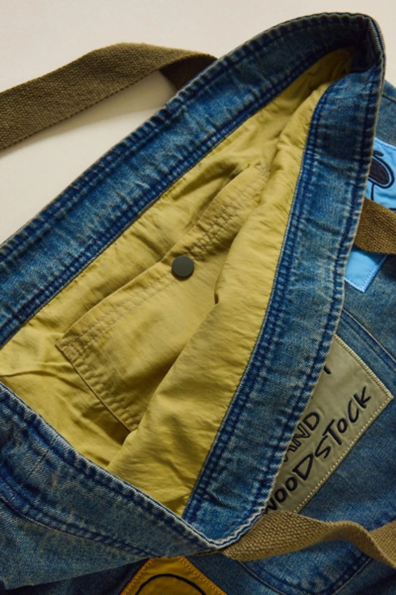 Samii Ryan X Peanuts Snoopy & Woodstock Denim Tote Bag