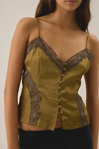 Kimchi Blue Candace Lace Trim Satin Cami