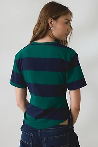 Lioness Transit Asymmetric Ruched Striped Tee