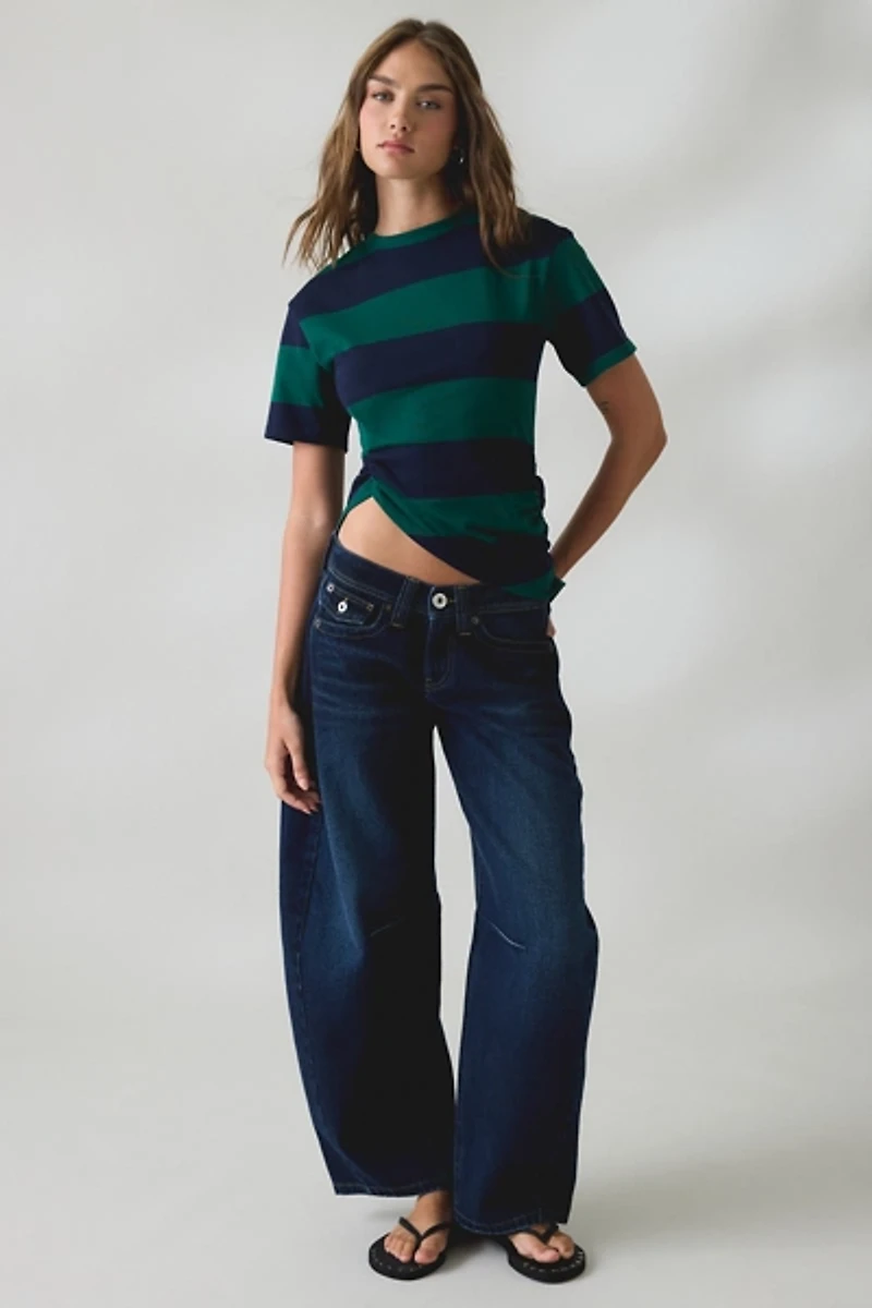 Lioness Transit Asymmetric Ruched Striped Tee