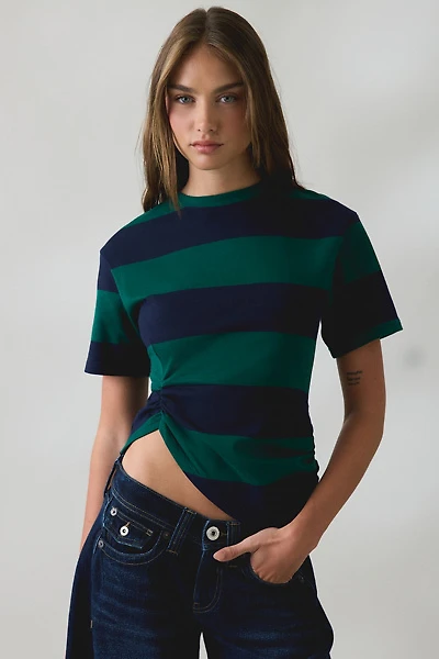 Lioness Transit Asymmetric Ruched Striped Tee