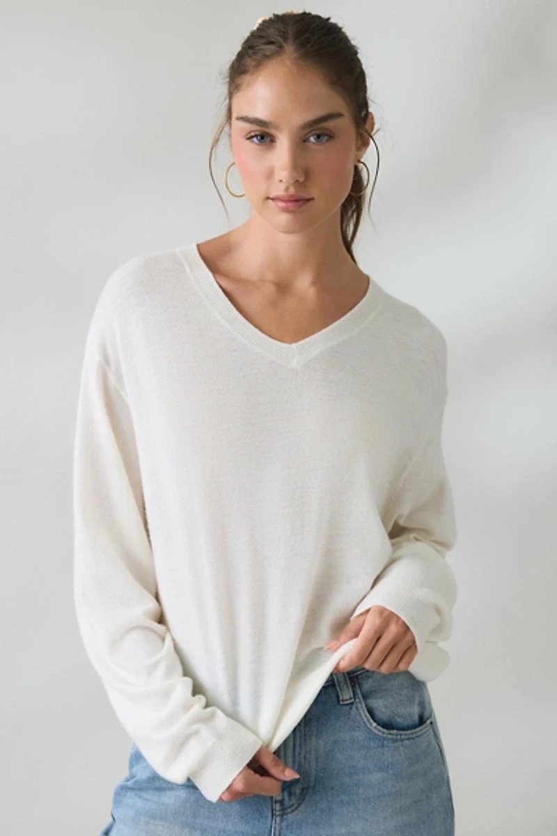 Lioness Olsen Scarf Detail V-Neck Long Sleeve Top